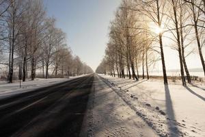 sunset with orange shades in the winter season photo