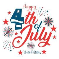 Happy 4th July Independence Day United States of America T-Shirt Design Vector