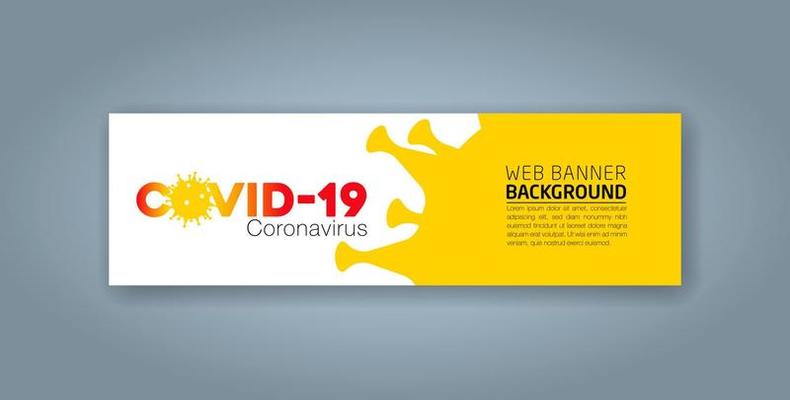 Covid-19 Coronavirus concept inscription typography design logo, Contagious diseases of the characters when exposed to a virus, dangerous virus vector illustration, web banner design