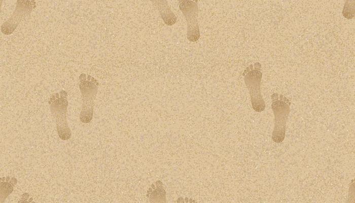 Seamless pattern Texture background Footprints of human feet on the Sand Beach background.Vector illustration Backdrop Endless Brown Beach sand dune with barefoot for Summer banner background.