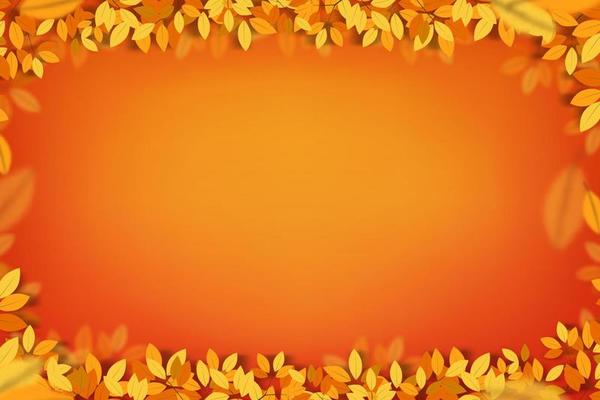 Autumn background,leaves frame on Orange,Yellow gradient background,Backdrop design for fall season sale banner,Poster,Thanksgiving Greeting card,Harvest festival invitation,Vector Paper cut art style