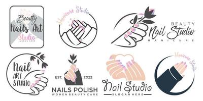 Nails logo collection with creative and unique element concept vector