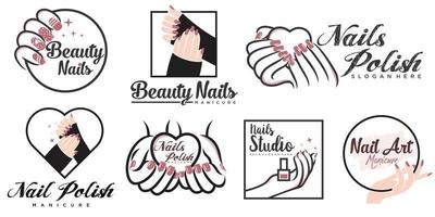 Nails logo collection with creative and unique element concept vector