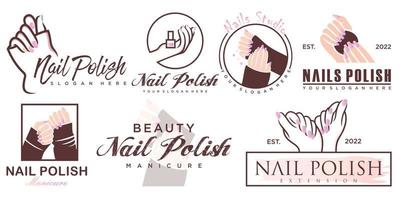 Nails logo collection with creative and unique element concept vector