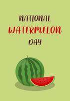 Flyer, poster, banner, card, brochure design. Watermelon Day. Slices of watermelon. Event name. Vector illustrations.