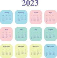 calendario para 2023 en estilo minimalista vector