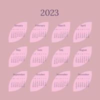 calendar for 2023 year of the rabbit in delicate pink and lilac tones vector