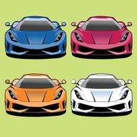 diseño de vector de ilustración de vista frontal de conjunto de colores de coche deportivo