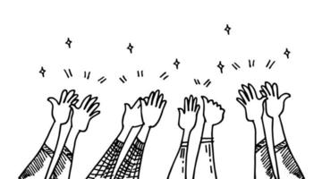 Hands clapping. hands up, applause and thumbs up gestures. hands people for concept design. doodle vector illustration