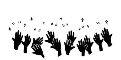 Hands clapping. hands up, applause and thumbs up gestures. hands people for concept design. doodle vector illustration