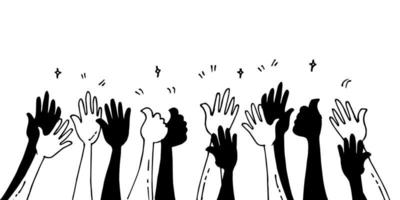 doodle of hands up,Hands clapping. applause gestures. congratulation business. vector illustration