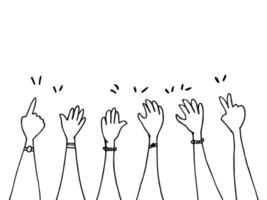 doodle hands up, Hands clapping. applause gestures. congratulation business. vector illustration