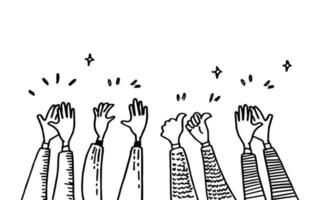 hand drawn of hands clapping ovation. applause, hands gesture on doodle style , vector illustration