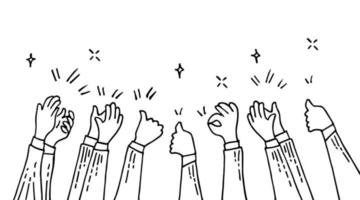 hand drawn of hands clapping ovation. applause, hands gesture on doodle style , vector illustration