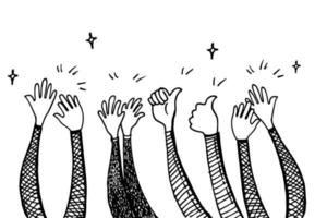 hand drawn of hands clapping ovation. applause, hands gesture on doodle style , vector illustration