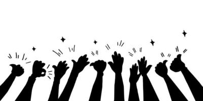 hand drawn people of hands clapping ovation. applause. crowd, party. cheer. doodle style , vector illustration