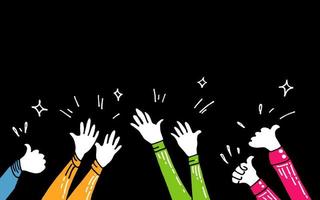 hand drawn of hands clapping ovation. applause. doodle style , isolated on black background. vector illustration