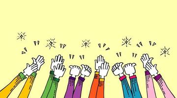 doodle of hands up,Hands clapping. applause gestures. congratulation business. vector illustration