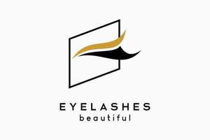 Eyelash extension logo design for makeup and cosmetic procedures, silhouette of eyelashes with simple concept in grid lines vector