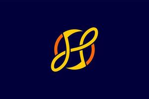 The letter h logo design with the concept of a two-tone icon combined with a circle vector