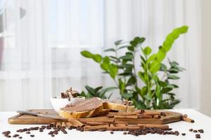 natural chocolate paste with cocoa during breakfast photo