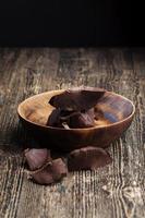 large chunks of chocolate with cocoa photo