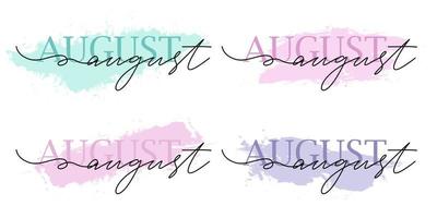 Hand drawn hello august lettering with soft color vector