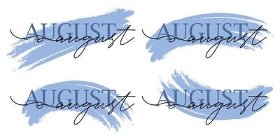 Hand drawn hello august lettering with soft color vector