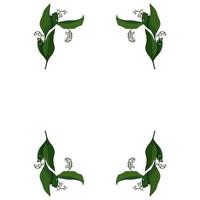 Rectangular frame made of lilies-of-the-valley. Decorative element with flowers on white background for your design vector
