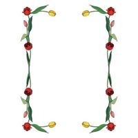 Rectangular frame made of tulips. Decorative element with flowers on white background for your design vector