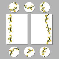 Set of floral romantic templates with yellow daffodils vector