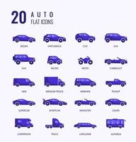 icono de coche automático. conjunto de tipos de coches. ilustración vectorial vector