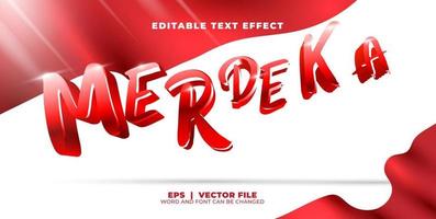 Merdeka text effect indonesia independence day. Merdeka translates to independence vector