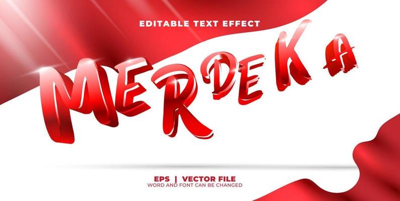 Merdeka text effect indonesia independence day. Merdeka translates to independence