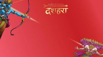 Lord Rama killing Ravana in Happy Dussehra Navratri poster festival of India. translation dussehra vector