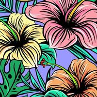 tropical floral pattern vector background