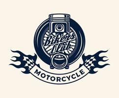 Hand Drawn Motorcross Adventure Club Logo Badge vector