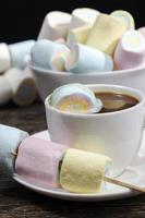 marshmallow is made in different colors of cylindrical shape photo