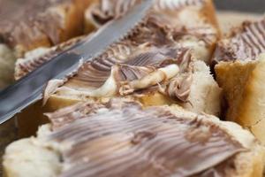 natural cocoa chocolate paste during Breakfast, close up photo