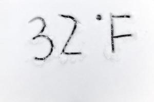 drawn on the snow, temperature symbols denoting negative very cold weather photo