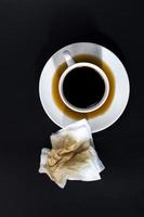 black aromatic coffee spilled due to carelessness photo