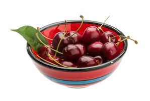 Gean - cherry in a bowl on white background photo