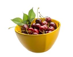 Gean - cherry in a bowl on white background photo