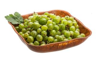 Gooseberries in a bowl on white background photo