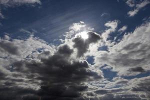 a real blue sky with lots of clouds in the sunny time photo