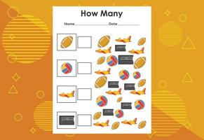 How many objects task. Educational children's game worksheet vector