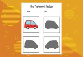 Find the correct shadow. Education developing worksheet. Matching game for kids. vector