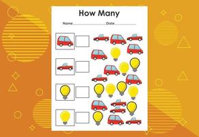 How many objects task. Educational children's game worksheet vector