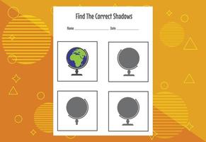 Find the correct shadow. Education developing worksheet. Matching game for kids. vector