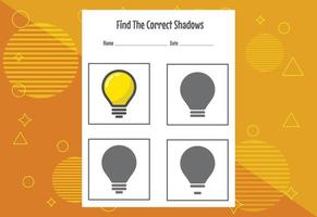 Find the correct shadow. Education developing worksheet. Matching game for kids. vector